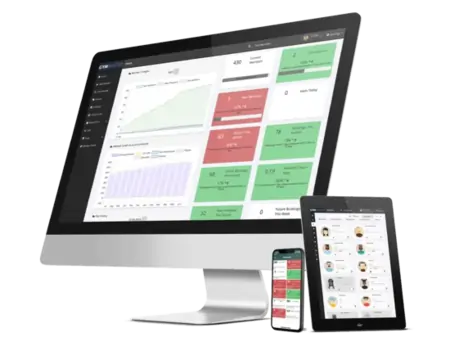 GymMaster gym management software running on multiple devices